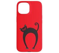 CREEPY CARINO GATTO NERO Halloween Felino Gattino Occhi Rossi Custodia per iPhone 15