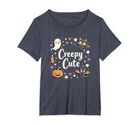 Creepy Carino Halloween Kawaii Fantasma Gatto Zucca Pipistrello Stelle Maglietta, Donna Plus-Size, Pervinca, 2X
