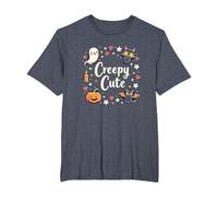 Creepy Carino Halloween Kawaii Fantasma Gatto Zucca Pipistrello Stelle Maglietta, Uomo Taglie Grandi, Pervinca, 5X Tall