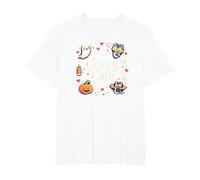 Creepy Carino Halloween Kawaii Fantasma Gatto Zucca Pipistrello Stelle Maglietta, Uomo Taglie Grandi, Bianco, 2X Tall