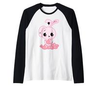 Creepy Carino Pastello Goth Bunny Menhera Estetica Kawaii Maglia con Maniche Raglan