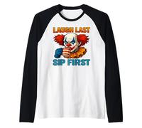 Creepy Clown Coffee Meme - Ridere lultimo sorso Prima Maglia con Maniche Raglan