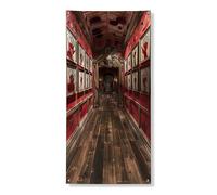 Creepy Corridoio Copertura Porta Banner Decorativo, Stampa Gotica Sangue Rosso per Interni ed Esterni Decorazione di Halloween, Spettrale Festival Vacanze Forniture 91 x 183