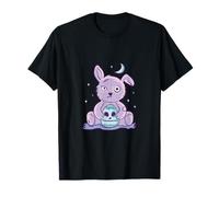 Creepy Cute Bunny con Teschio di Zucchero Pastello Goth Art Graphic Maglietta
