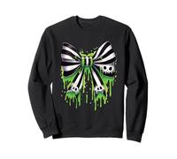 Creepy Cute Green Slime Skull Bow Halloween Gothic Estetica Felpa