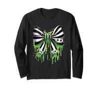Creepy Cute Green Slime Skull Bow Halloween Gothic Estetica Maglia a Manica