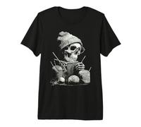 Creepy Cute Skeleton Knitting Crochet per Filati Knitter Maglietta Premium