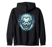 Creepy Evil Clown Occhi Blu Brillante Felpa con Cappuccio