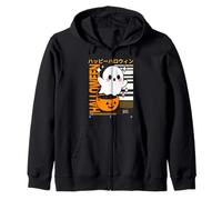 Creepy Ghost Giapponese Vaporwave Spettrale Anime Halloween Felpa con Cappuccio