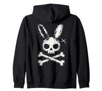 Creepy Goth Bunny Skull Alt Outfit E-Girl Gothic Grunge Felpa con Cappuccio