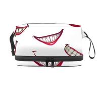Creepy Monster Smiles - Trousse a doppio strato per cosmetici con labbra rosse, per donne e ragazze, borsa da viaggio per trucchi, pratica borsa organizer con scomparto per pennelli, Multi, 27x15x14