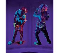 Creepy Multicolor Blacklight Carnival Add Ons Backdrop - 65" x 33.5" (Pack of 2) - Unique & UV Reactive Design Halloween Parties & Haunted Houses,