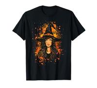 Creepy Pin up Strega Halloween Pinup Ragazza Maglietta