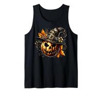 Creepy Pumpkin Face with Witch Hat for Goth Halloween Lover Canotta