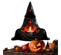 Creepy Tealight Holder, Halloween Mysterious Figure Decor, Spooky Candle Display, 10x12x5cm, Compact Desktop Accent, Shadowy Atmosphere Prop, Tabletop Lighting for Haunted Homes Party Scenes
