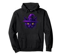 Creepy Witch Cat Geometrico Basso Poly Halloween Wicca Felpa con Cappuccio