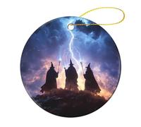 Creepy Witchy Halloween Albero di Natale Appeso Pendente Rotondo Ceramica Ornamenti di Natale per la Casa Party Decor 4 Pz
