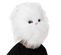 CreepyParty Festa in Costume di Halloween Maschera Gatto in Lattice Testa di Animale Gatto Persiano Bianco Maschera di Carnevale