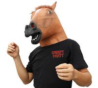 CreepyParty Festa in Costume di Halloween Maschera in Lattice a Testa di Animale Cavallo(Marrone)