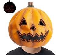 CreepyParty Maschera a forma di zucca con luce LED, in lattice, per travestimento e feste in maschera