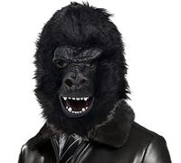 CreepyParty Maschera gorilla nera Scimpanzé animale selvatico in lattice a testa intera maschere realistiche costume per Halloween festa di Carnevale parata, Nero