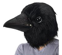 CreepyParty - Maschera in lattice a forma di corvo nero, testa di corvo realistica che copre interamente la testa per costume di Halloween, festa in maschera, carnevale, cosplay