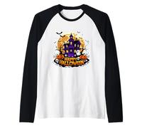 Creepyshow Haunted Houses Halloween Maglia con Maniche Raglan
