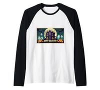 Creepyshow Haunted Houses Halloween Maglia con Maniche Raglan