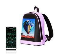 Crelander Zaino a LED, piccolo zaino per computer portatile con schermo programmabile, piccola borsa a tracolla intelligente dinamica moda per ciclismo viaggi Daypack App Control, 12 pollici, Lilla