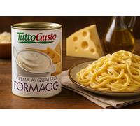 Crema ai Quattro Formaggi in Lattina da 400g - Salsa Pronta per Pasta, Pizza, Lasagne e Contorni - Vellutata, Gustosa, Facile da Usare, Senza Sprechi