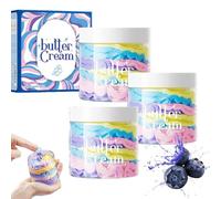 Crema al burro idratante al mirtillo, crema multiuso idratante con acido ialuronico, rassodante e liftante anti-invecchiamento leviga la pelle nutriente per tutti i tipi di pelle, non unta (3pcs)