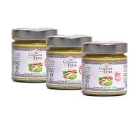 Crema al Pistacchio Spalmabile Artigianale - 100% MADE IN ITALY 3 Vasetti da 200g - Creme Spalmabili per Dolci, Panini, Colazioni, Prodotti da Pasticceria - LE TRE CASTAGNE DELL'ETNA