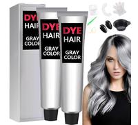 Crema colorante naturale per capelli grigio argento, tinta permanente per capelli argento, tinta per capeli grgio argeno, crema colorante grigio chiaro argent (2 pz)