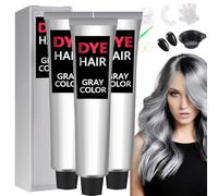Crema colorante naturale per capelli grigio argento, tinta permanente per capelli argento, tinta per capeli grgio argeno, crema colorante grigio chiaro argent (3 pz)