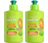 Crema condizionante senza risciacquo Garnier Fructis Sleek & Shine per capelli crespi e secchi, cheratina vegetale + olio di argan, 10,2 fl oz, c