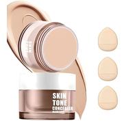 Crema correttore 15 g, copre lentiggini, macchie, occhiaie e brufoli, impermeabile, 6 colori a scelta, con 3 mini tamponi per pollice (04)