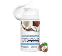 Crema depilatoria al cocco per donne, delicata crema depilatoria per il viso con latte di cocco e collagene, rimozione rapida e indolore, senza stoppie, formula idratante per pelli sensibili