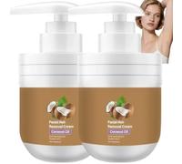 Crema depilatoria per il viso con olio di cocco per donne, rapida e indolore, per pelli sensibili su labbro superiore, mento e lanugine, idratante e lenitiva, formula vegetale naturale (2 pezzi)