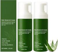 Crema depilazione per uomini, senza dolore e ad azione rapida, con aloe vera naturale, lenitivo e delicato, rinfrescante e detergente per viso, corpo e zona intima (2 pezzi)