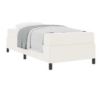 Crema Fabric Bed Frame with Mattress 80x200 cm Small Single Size, Upholstered with Engineered Wood Frame and Pocket Springs, Breathable Textile Bed for Bedroom Guest Room, 140 kg Weight Capacity