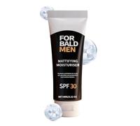 Crema idratante per testa calva da uomo - Gel idratante opacizzante per cuoio capelluto SPF30 per uso quotidiano | Formula leggera non grassa con strato di protezione UV, crema lenitiva post rasatura
