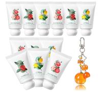 Crema Mani Idratante per Mani Normali o Secche, 12 Pezzi da 40g | 4 tubi di Rosa, Limone e Camelia, con ciondolo portachiavi agli agrumi in regalo - Portatile e pratico per casa e viaggio