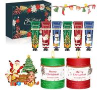 Crema mani natale,Mini Creme Mani Regalo 6x30ml,regali natale donna 8Pcs,candele profumate natalizie 2x128g 60 Ora,idee regalo donna natale 2025|Regalo Donna/Ragazza Bambina Uomo Sorella Amico Ado