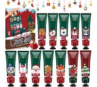 Crema Mani Set 12Pezzi, 10Pezzi Crema Mani Regali Natale Donna, 2 Pezzi Crema per i Piedi Secche e Screpolate, Idratante per uomo (12 Pezzi Rosso)