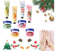 Crema Mani Set,Creme per Le Mani Set Regalo di Natale,4x Creme per le Mani + 4x Balsami per Labbra,Set Regalo Crema Mani per Compleanno,Anniversario e Festa,8 Pezzi