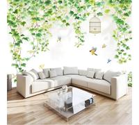 Crema Muralo - Minimalista Fiori Piante Uccelli Carta da parati 3D per cameretta dei bambini in tessuto non tessuto, per ragazze e ragazzi decorazione da parete 200 x 140 cm