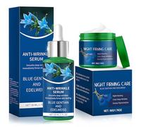 Crema Notte Viso, Skin Care Donna, Siero Viso Antirughe, Siero viso Idratante con Genziana E Stella Alpina Ridurre le Rughe Sottili, Idratante e Illuminante