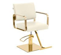 Crema, Oro Poltrona da parrucchiere con poggiapiedi - 50 - 66 cm - 200 kg - Crema, oro | physa
