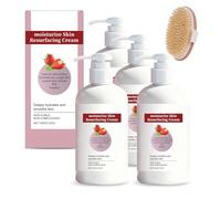 Crema per il rinnovamento della pelle alla fragola con triplice acido: esfoliante per corpo e gambe, riduce le irregolarità e la pelle delle grattugie, lozione idratante quotidiana per pelle liscia e