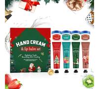 Crema per le mani di Natale, per le donne, prodotto per la cura delle mani e delle labbra, set di balsamo per le labbra, per studenti, viaggi invernali, mamme, amiche, mogli, amanti del trucco